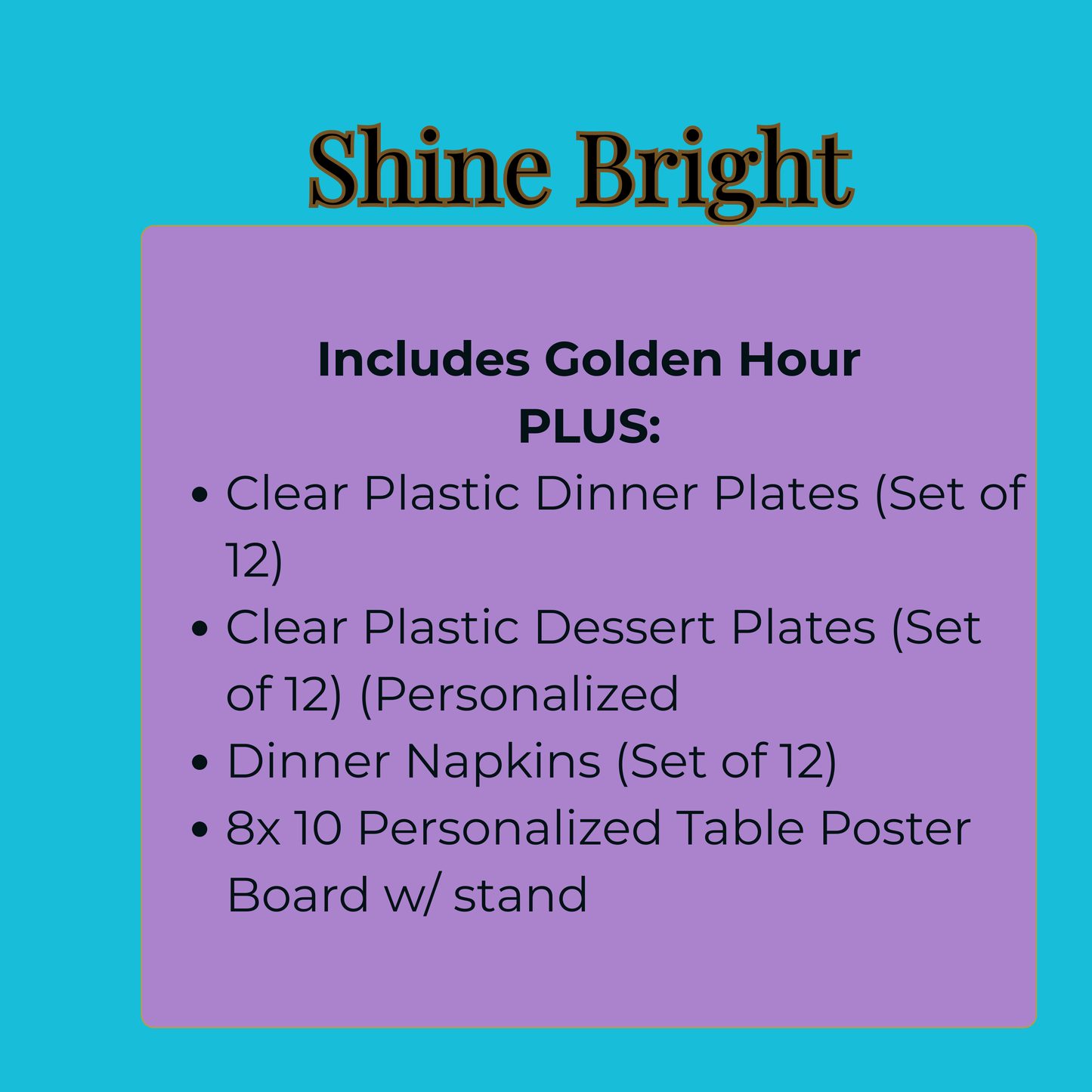 Nia Collection Personalized Party Packs | Glow Up, Golden Hour, Shine & Celebrate, VIP