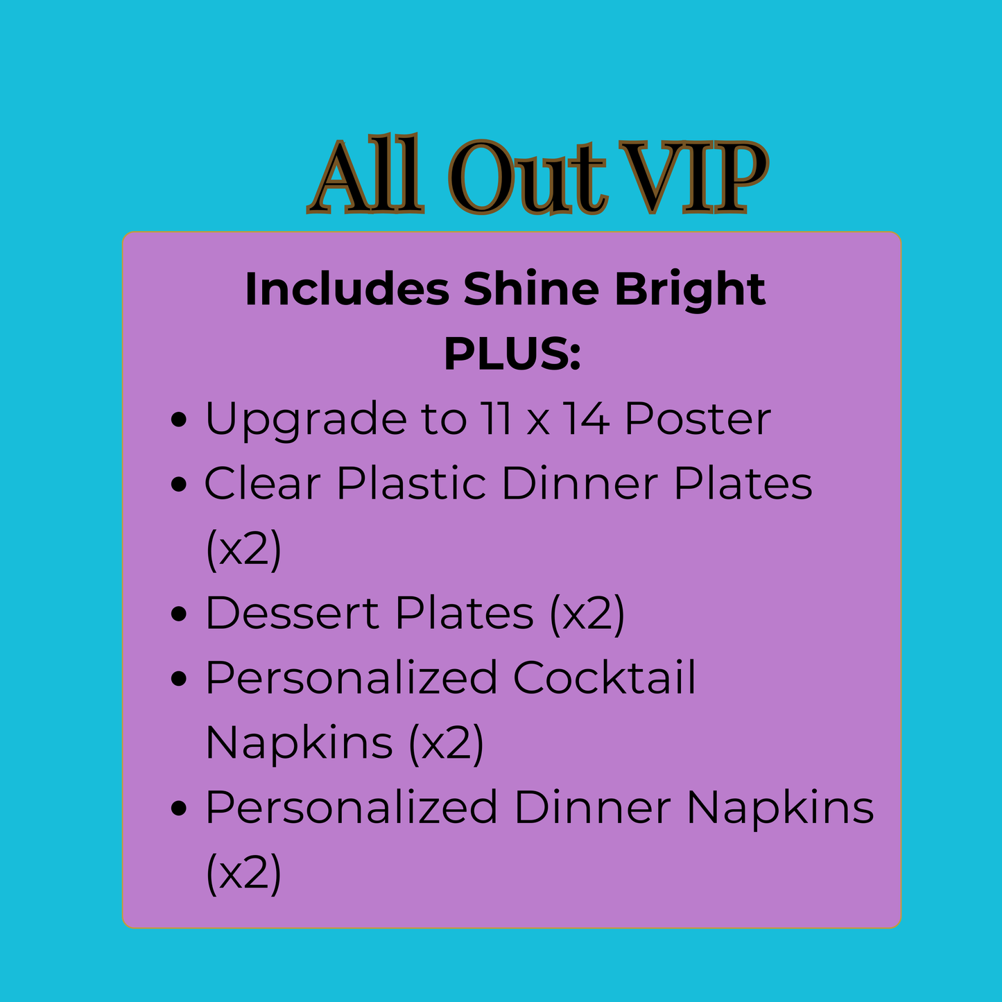 Nia Collection Personalized Party Packs | Glow Up, Golden Hour, Shine & Celebrate, VIP