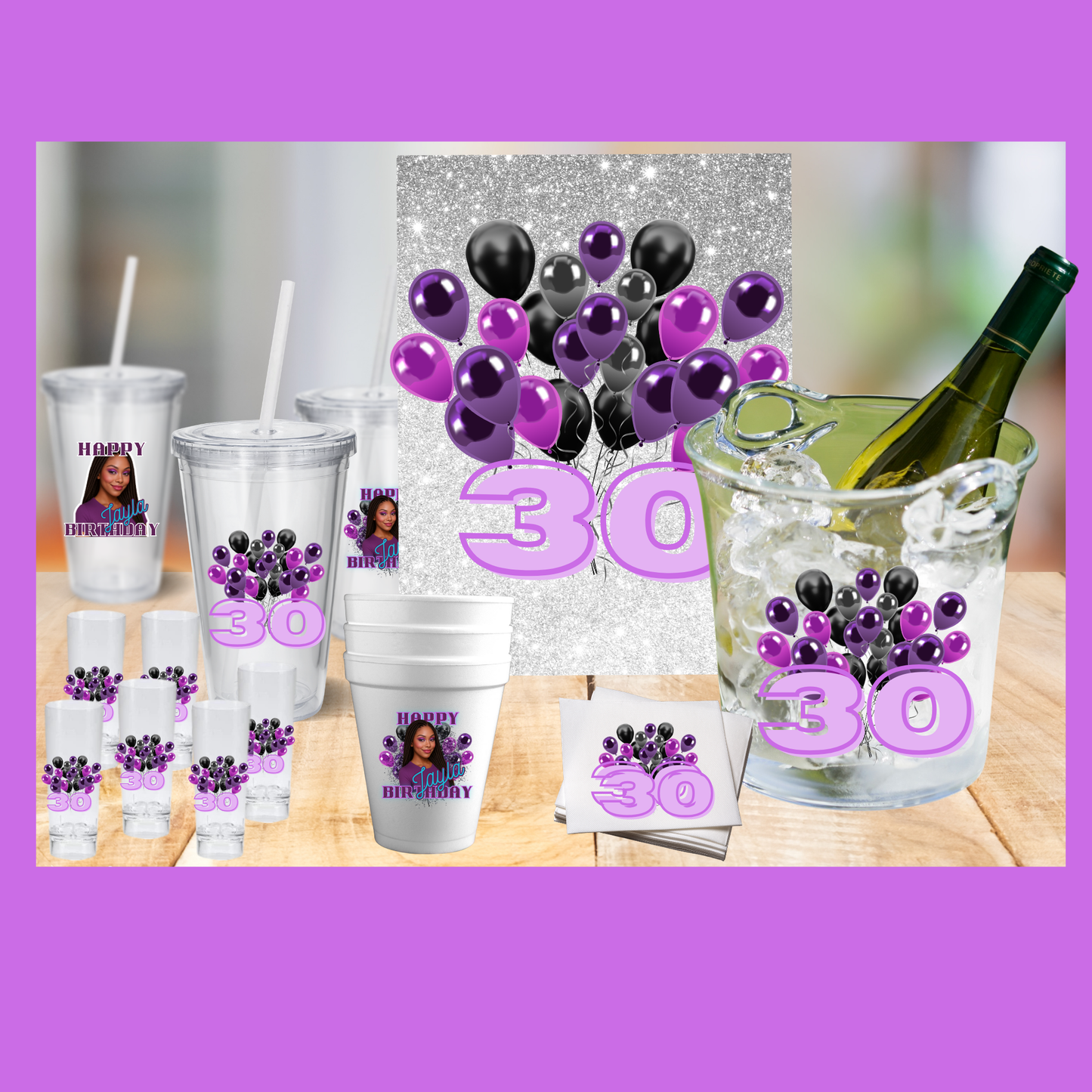Nia Collection Personalized Party Packs | Glow Up, Golden Hour, Shine & Celebrate, VIP