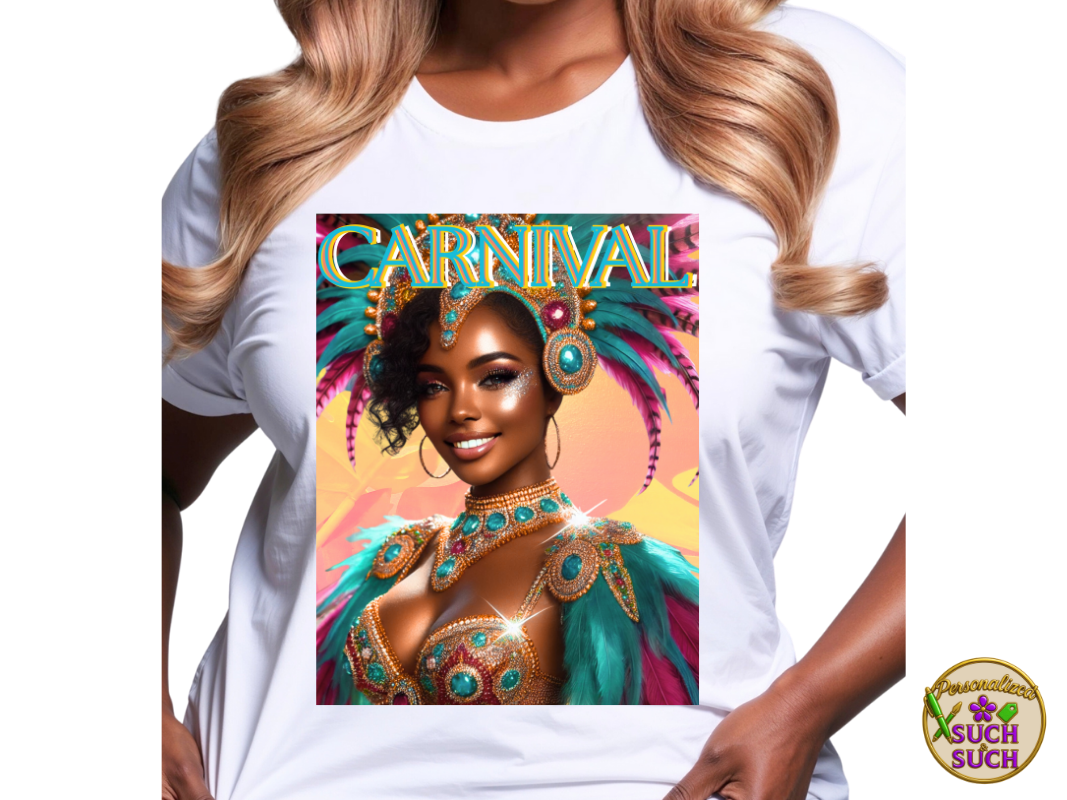West Indian Carnival Queen T-Shirt – Caribbean Festival & Parade Costume-Inspired Tee for Year-Round Cultural Celebrations