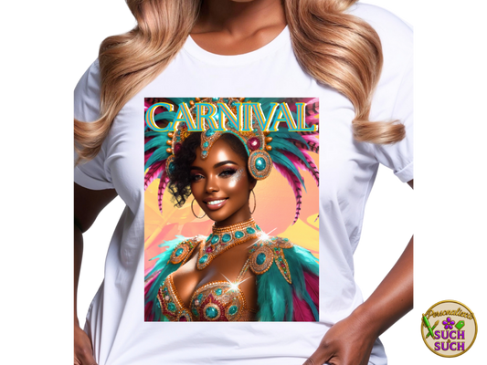 West Indian Carnival Queen T-Shirt – Caribbean Festival & Parade Costume-Inspired Tee for Year-Round Cultural Celebrations