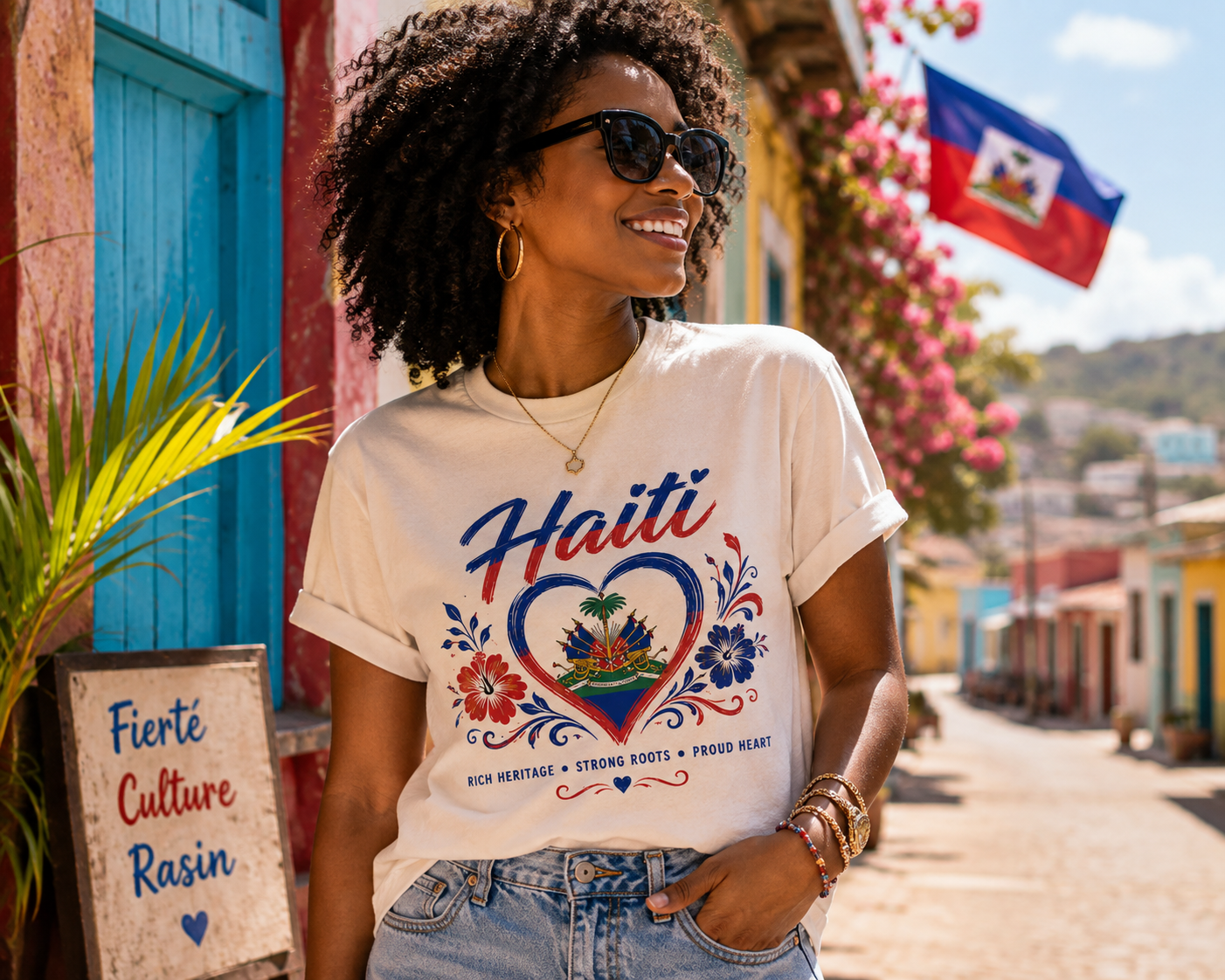 Haiti Heritage T-Shirt | Rich Heritage, Strong Roots, Proud Heart