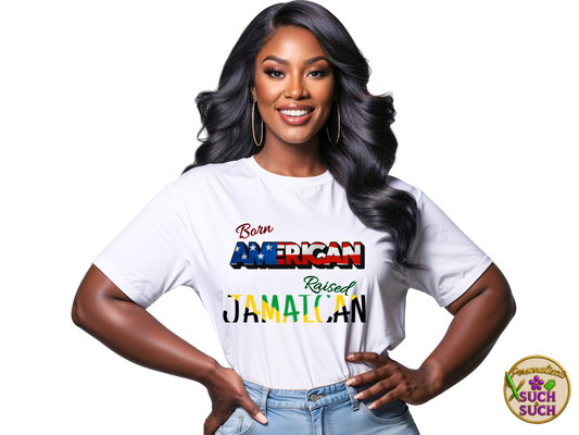 Born American, Raised Haitian | Jamaican | Trini  and More– West Indian Day Parade T-Shirt – Caribbean Pride Tee for Brooklyn NY Labor Day