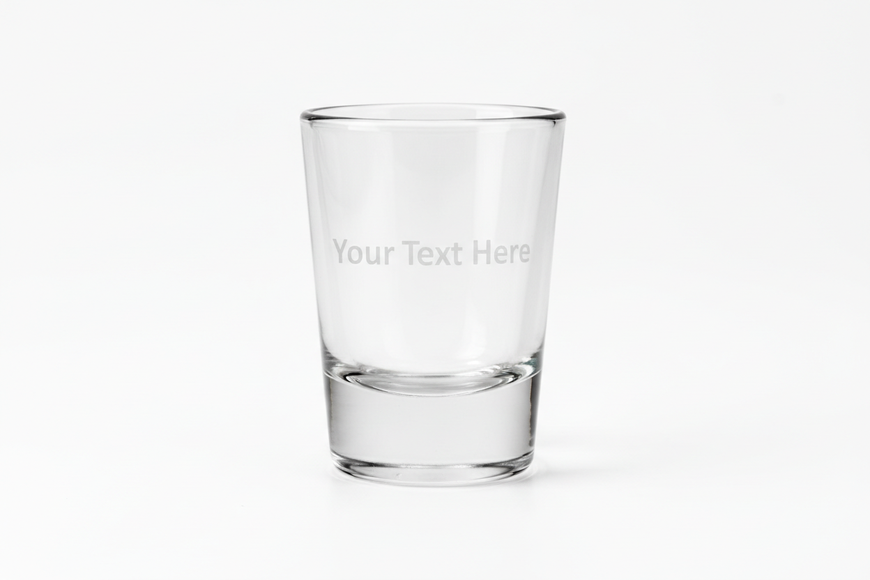 create a mockup shot glass with words Your Text Here