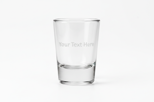 create a mockup shot glass with words Your Text Here