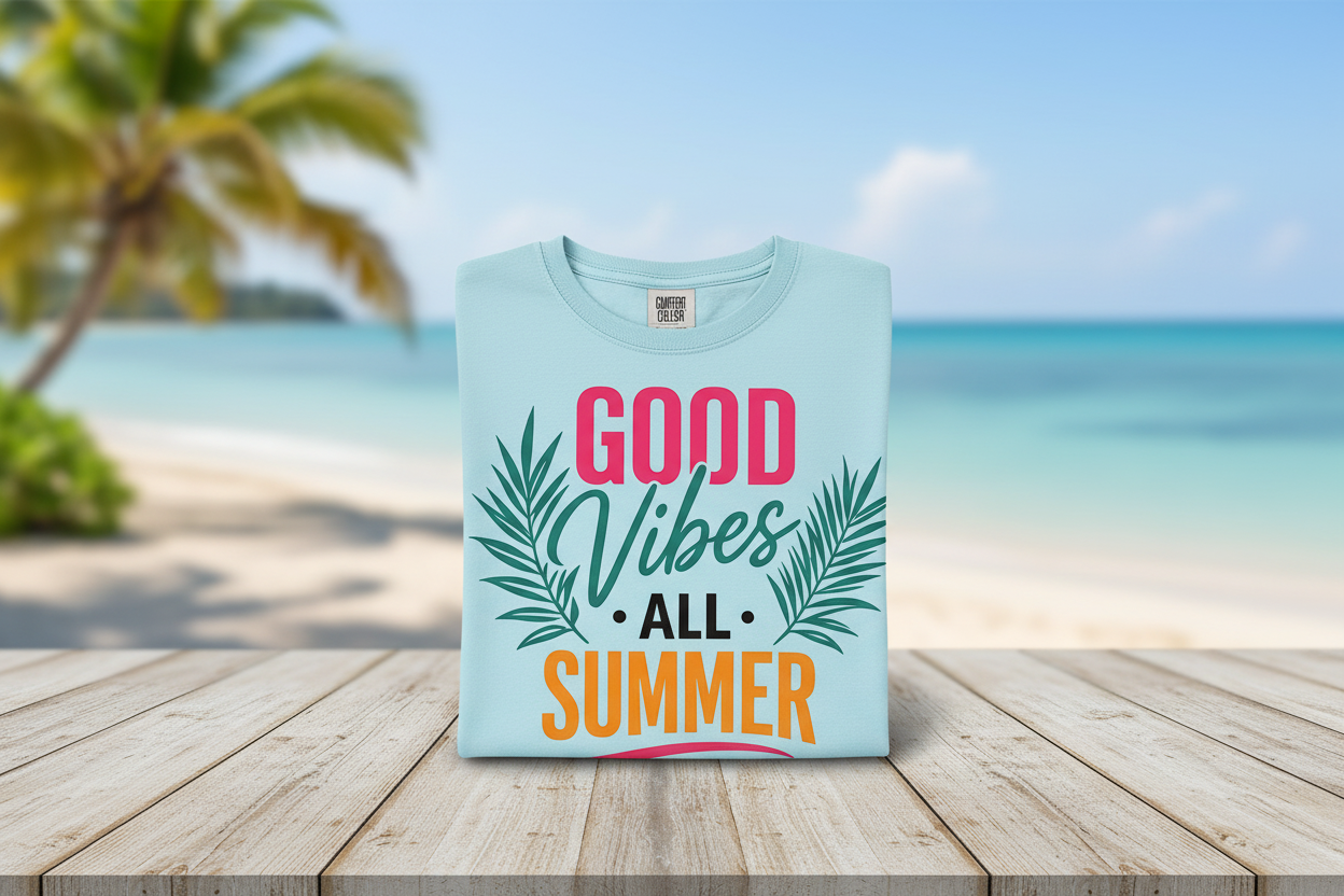 Light Blue T-Shirt Flat Lay